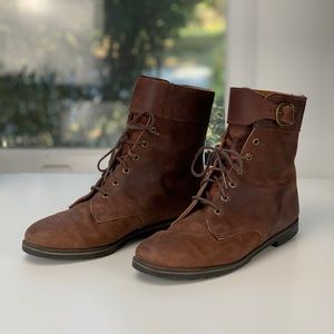 Vintage Eddie Bauer Brown Leather Lace Up Boots